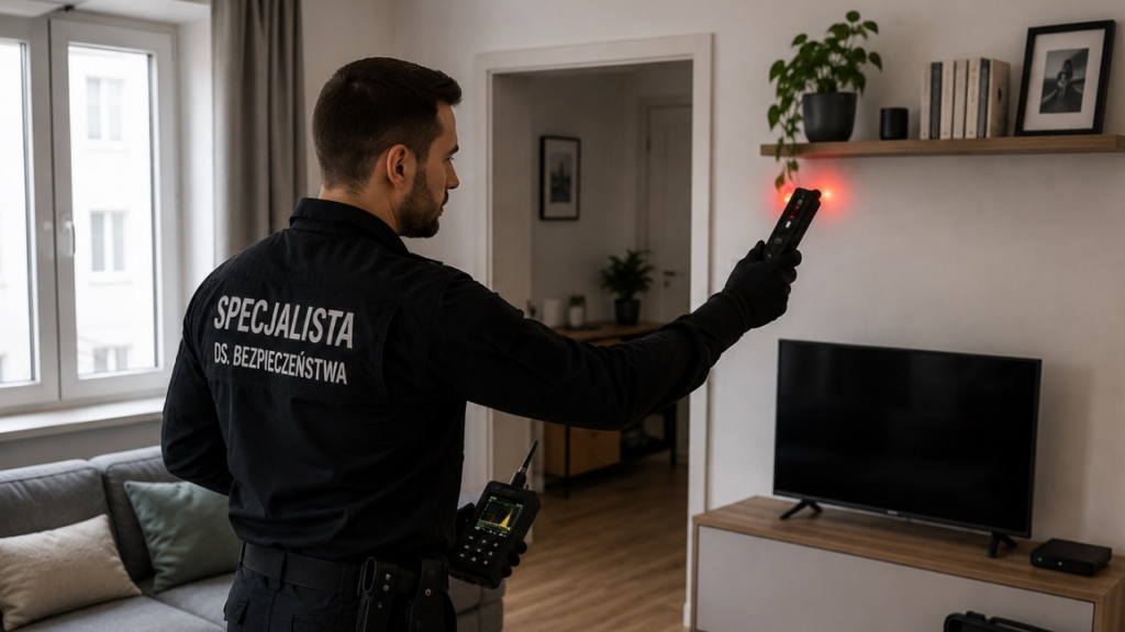 Profesjonalna kontrola obejmuje zarówno pomiary elektroniczne, jak i fizyczne sprawdzenie przestrzeni (AI generated)